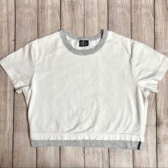 Body Code Short Sleeve T-Shirt Crop Top White/Grey - Picture 1 of 7